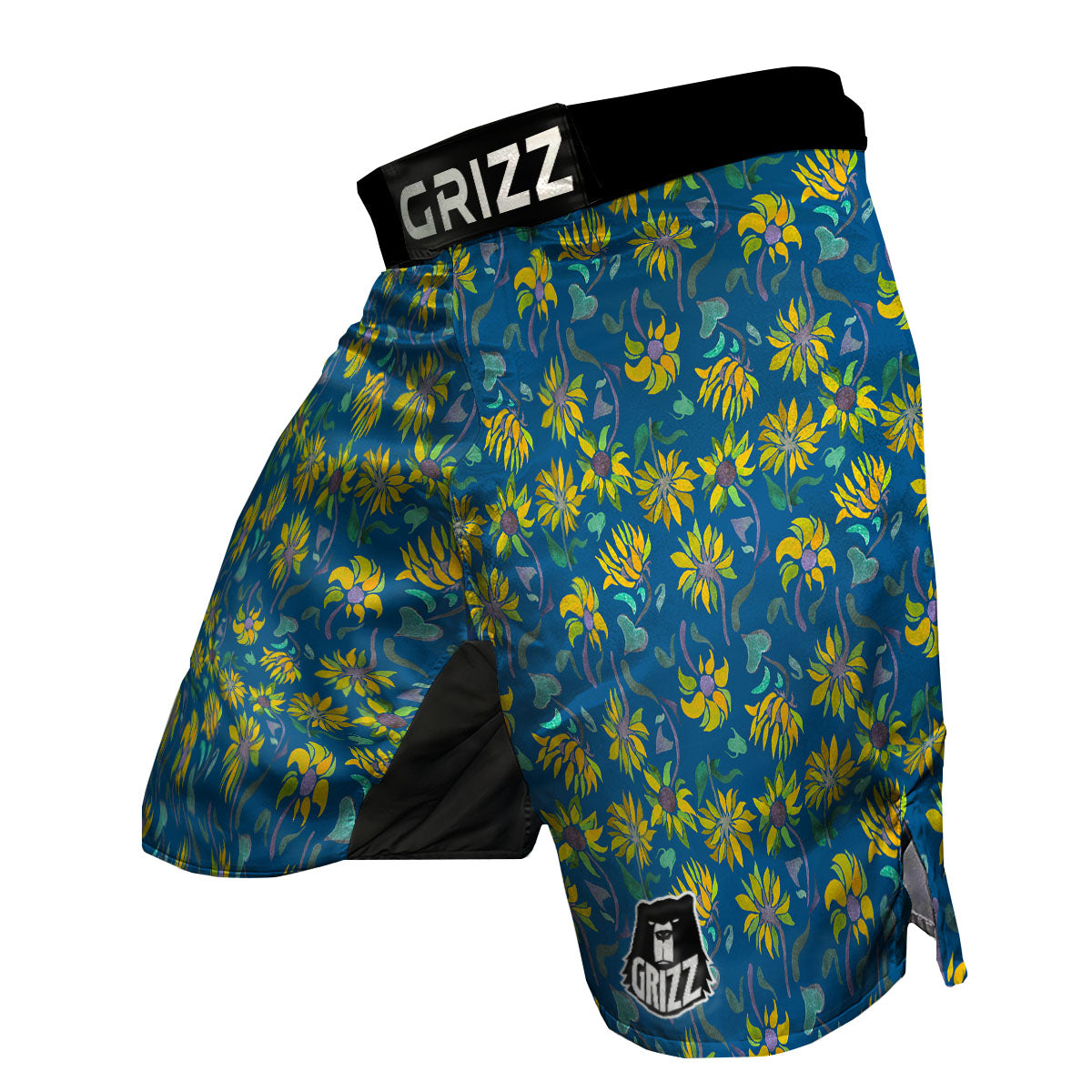 Sunflower Navy Print Pattern MMA Shorts-grizzshop
