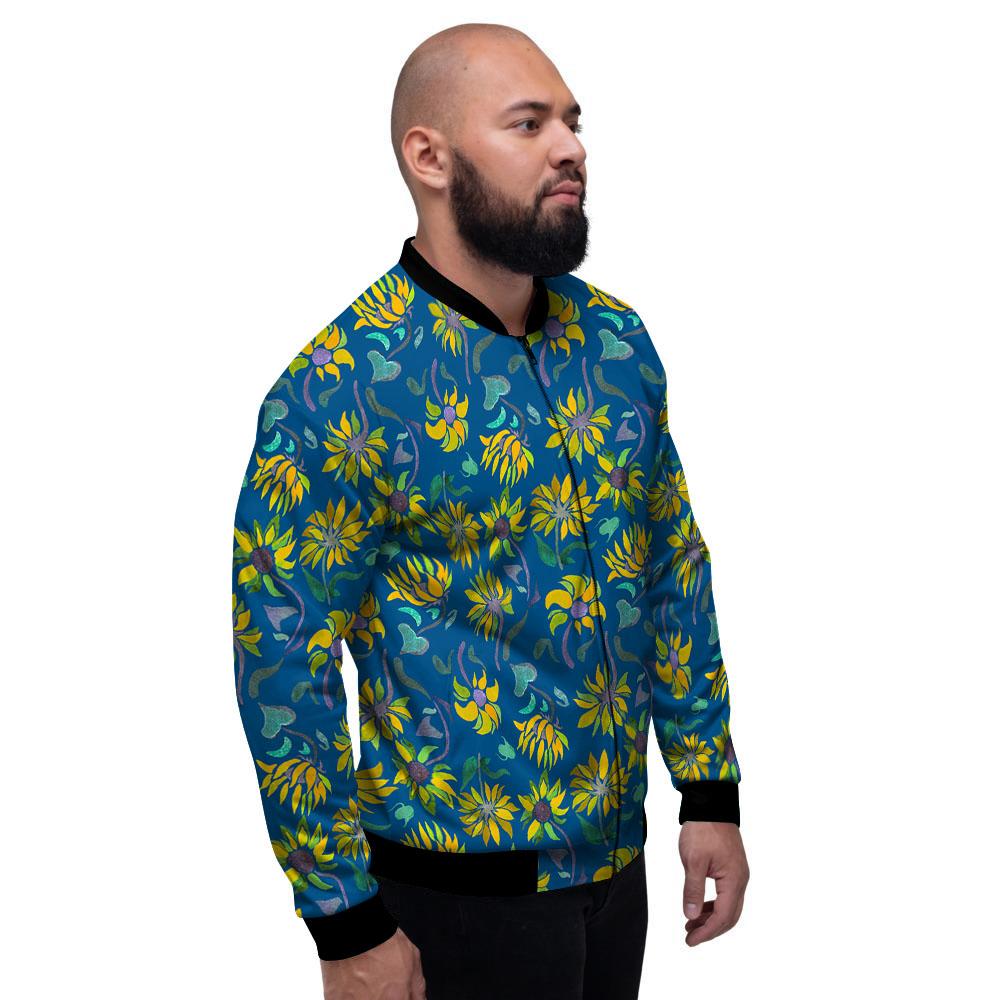 Sunflower Navy Print Pattern Men's Bomber Jacket-grizzshop