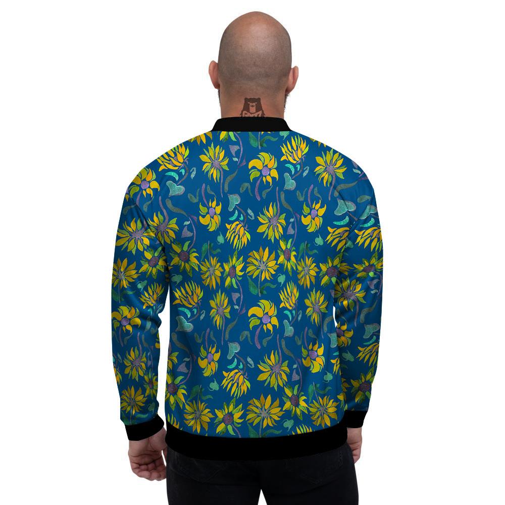 Sunflower Navy Print Pattern Men's Bomber Jacket-grizzshop