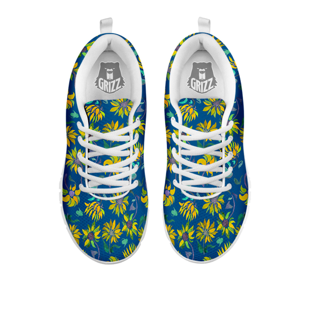 Sunflower Navy Print Pattern White Sneaker-grizzshop
