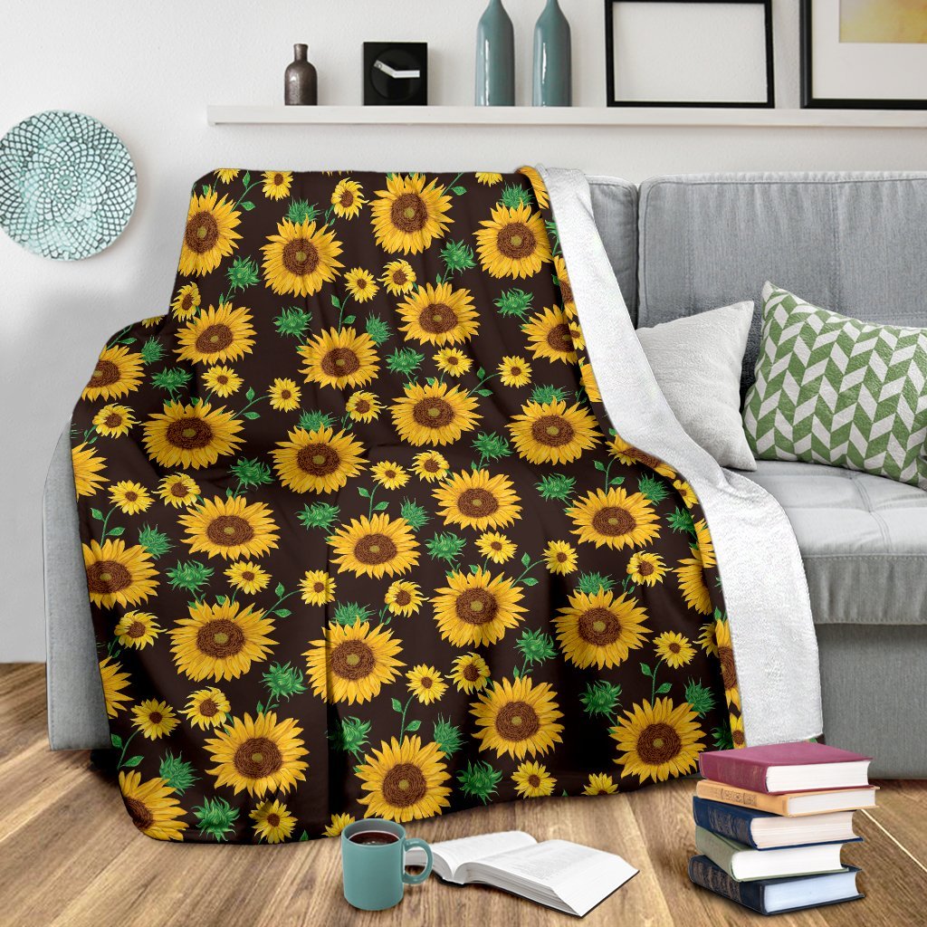 Sunflower Pattern Print Blanket-grizzshop