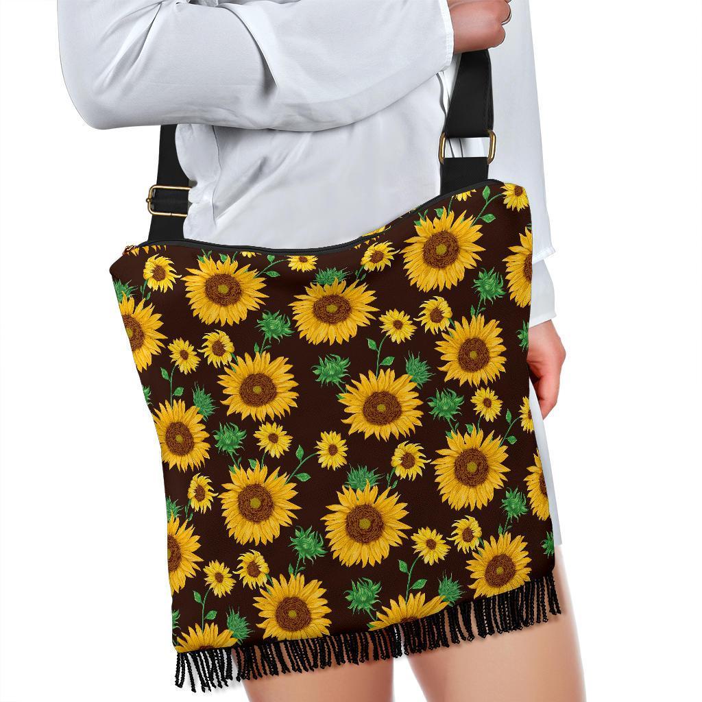 Sunflower Pattern Print Crossbody Bags-grizzshop