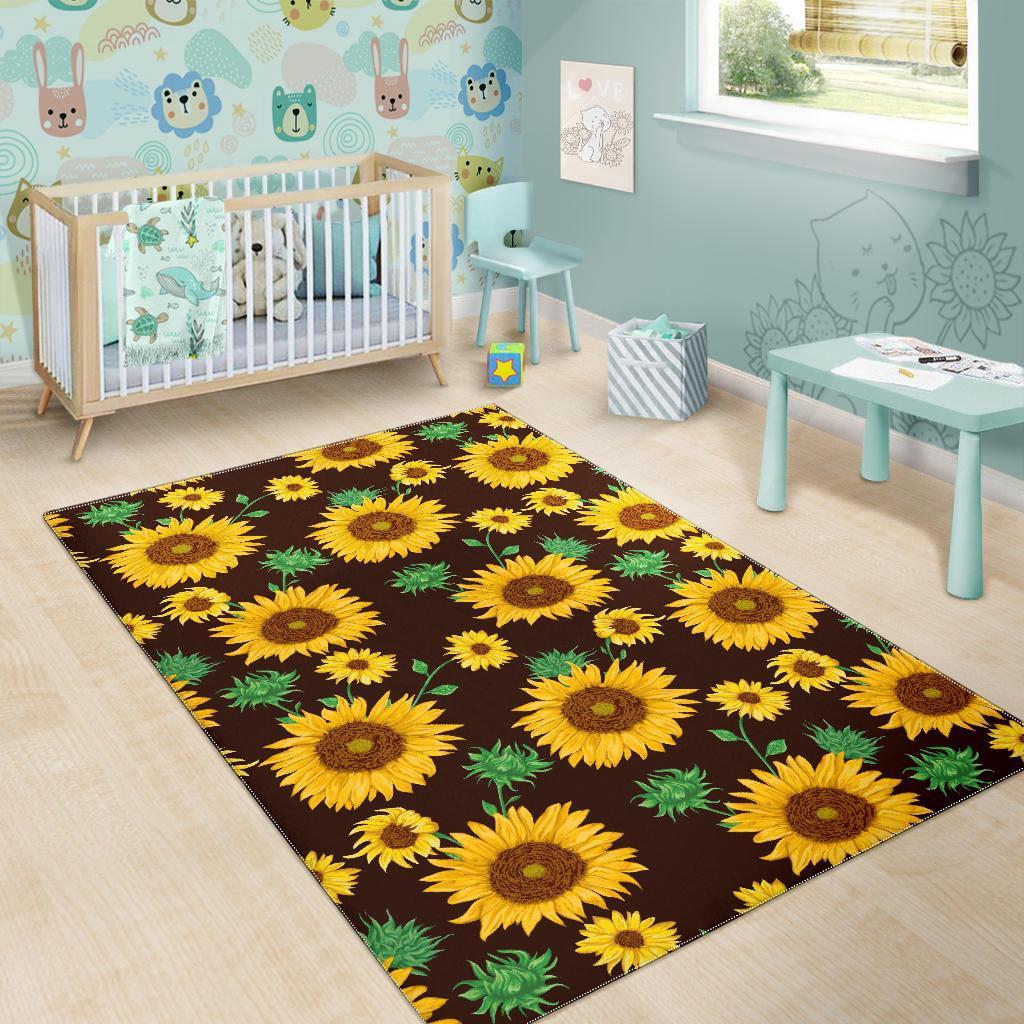 Sunflower Pattern Print Floor Mat-grizzshop