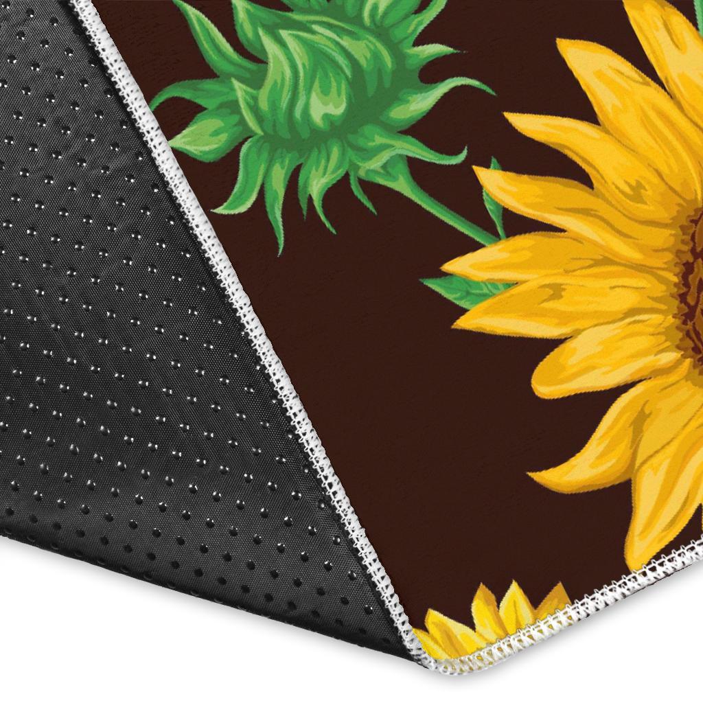 Sunflower Pattern Print Floor Mat-grizzshop