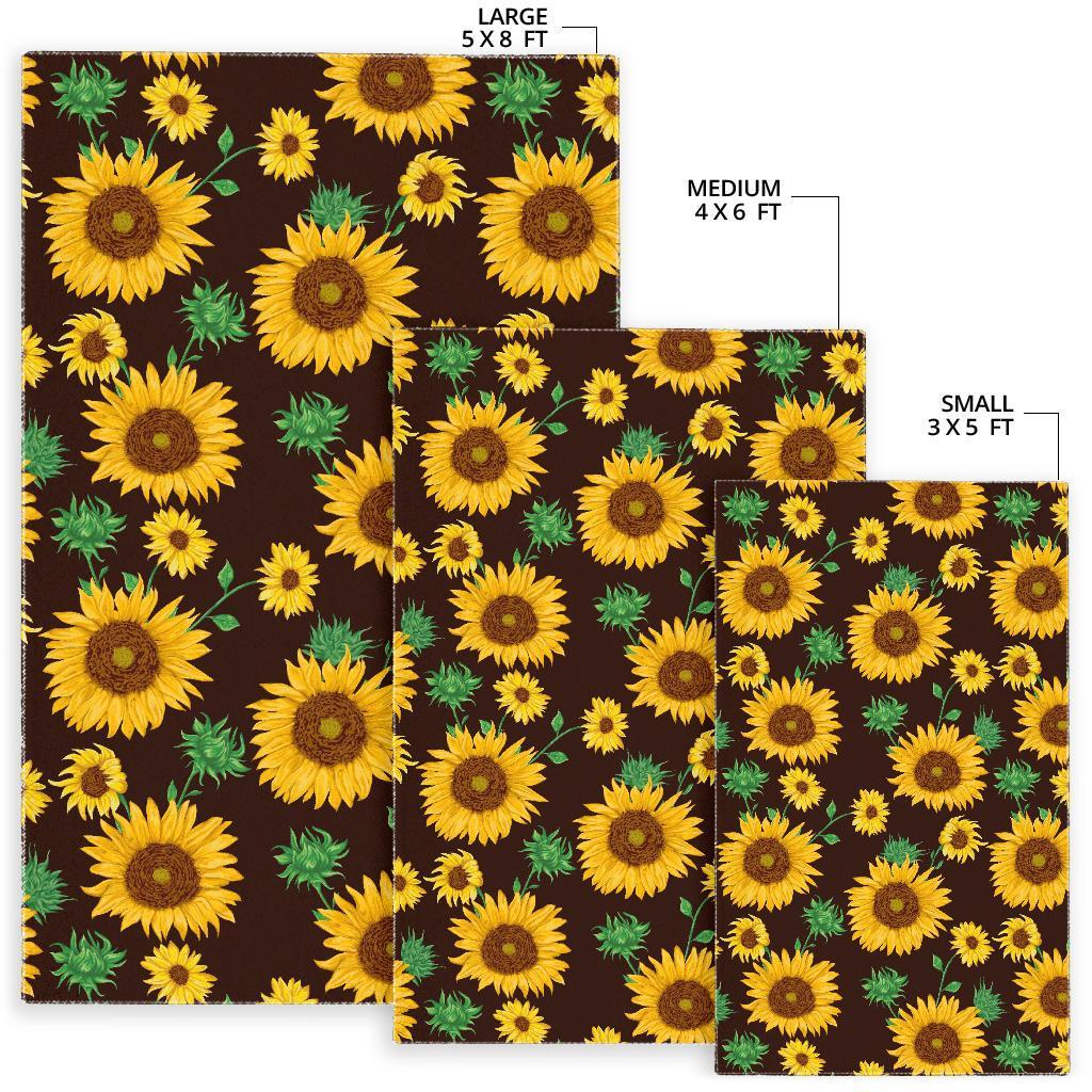 Sunflower Pattern Print Floor Mat-grizzshop