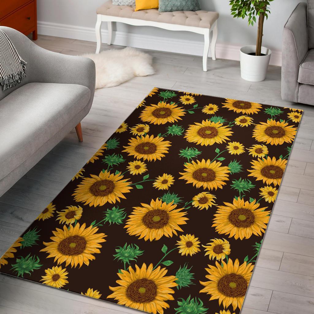 Sunflower Pattern Print Floor Mat-grizzshop