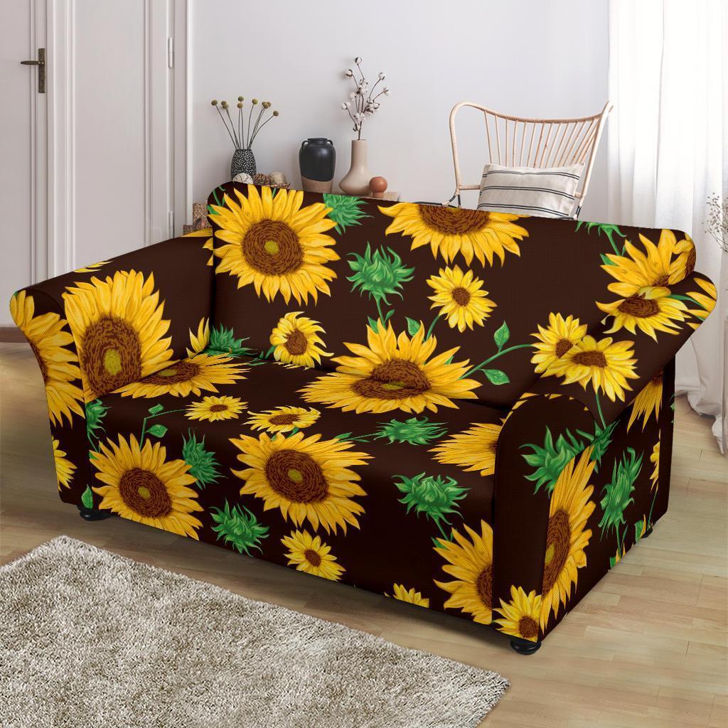 Sunflower Pattern Print Loveseat Cover-grizzshop