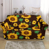 Sunflower Pattern Print Loveseat Cover-grizzshop