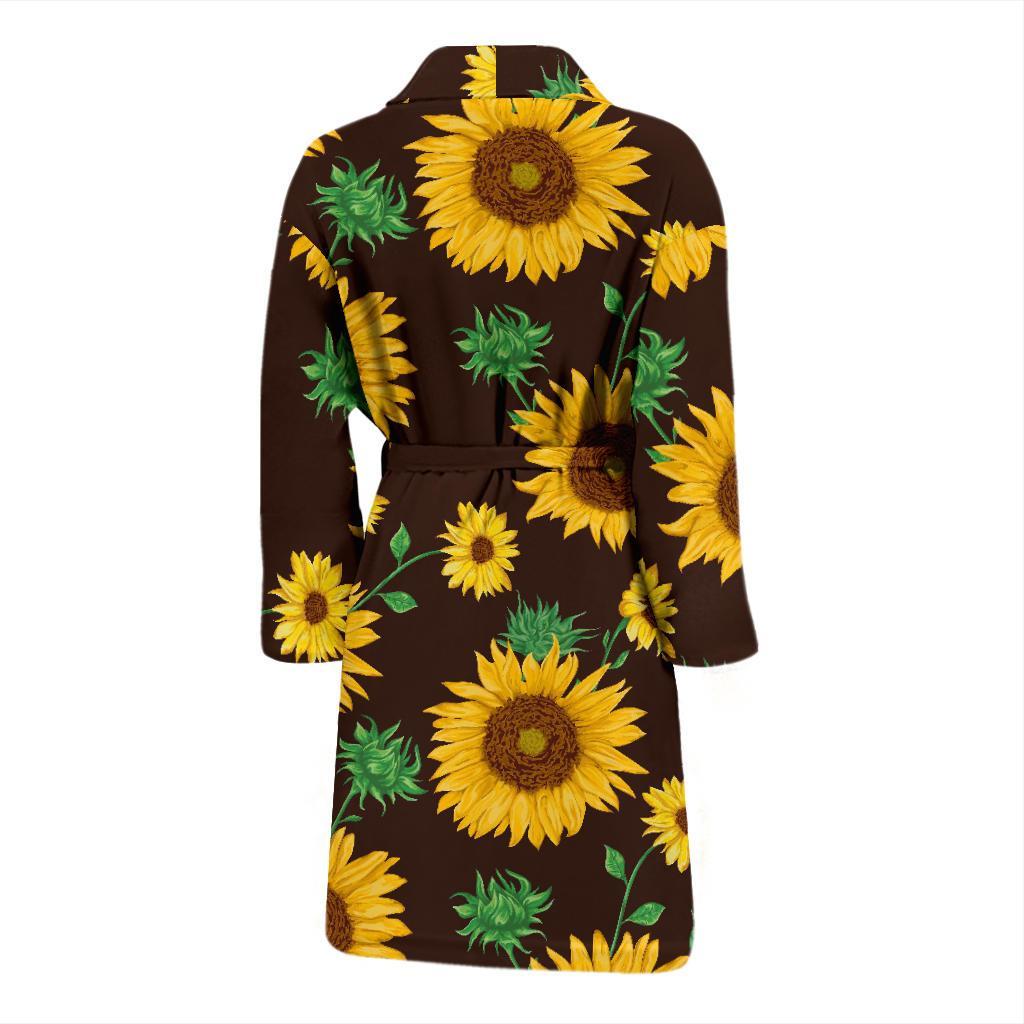 Sunflower Pattern Print Men Long Robe-grizzshop