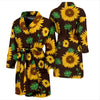 Sunflower Pattern Print Men Long Robe-grizzshop