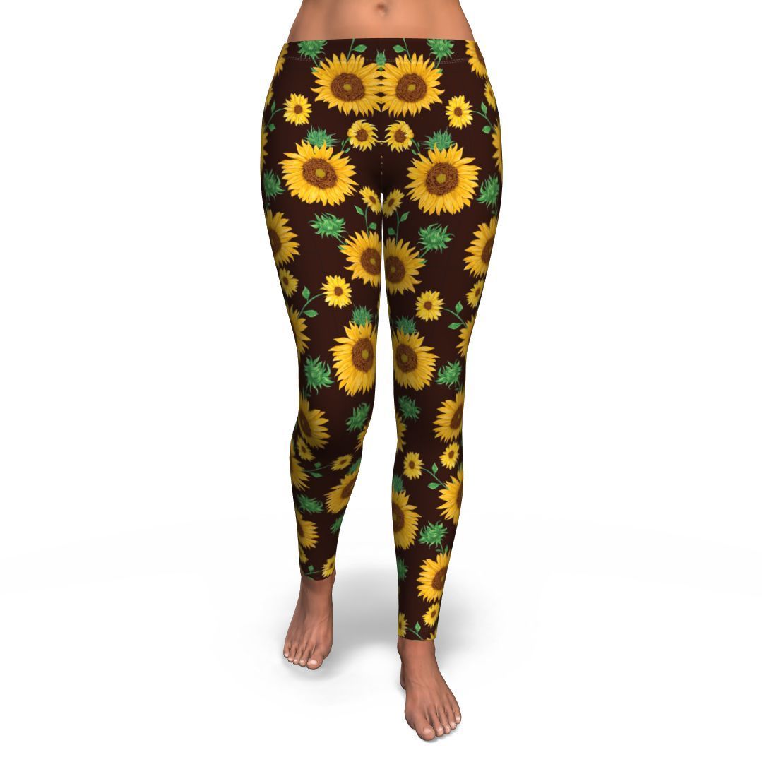 Sunflower Pattern Print Pattern Women Leggings-grizzshop