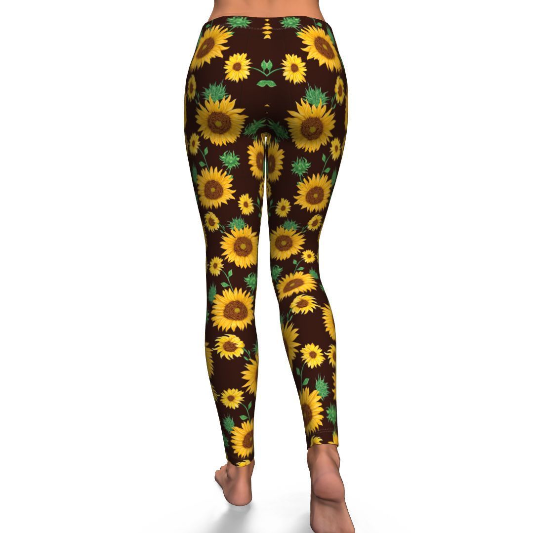 Sunflower Pattern Print Pattern Women Leggings-grizzshop