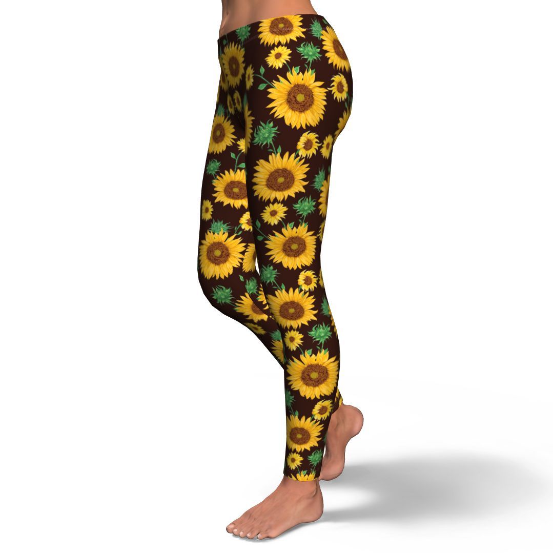 Sunflower Pattern Print Pattern Women Leggings-grizzshop