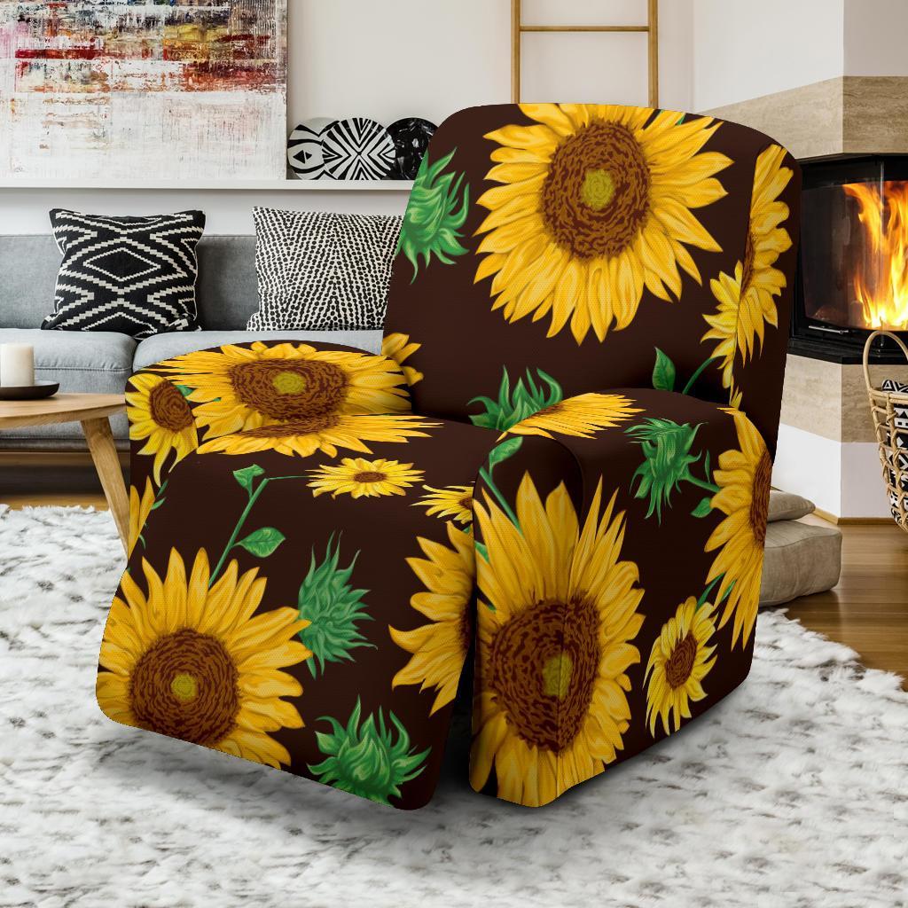 Sunflower Pattern Print Recliner Cover-grizzshop