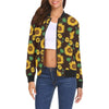 Sunflower Pattern Print Women Casual Bomber Jacket-grizzshop