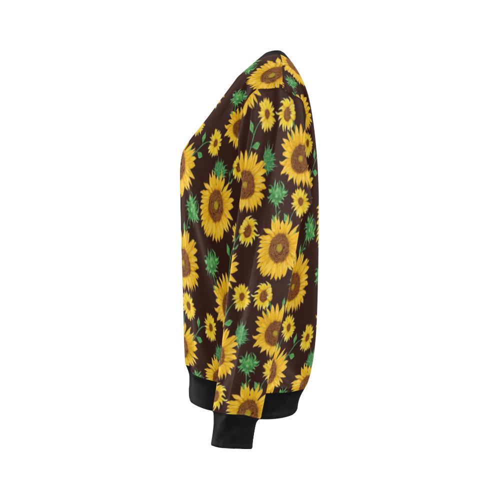 Sunflower Pattern Print Women Crewneck Sweatshirt-grizzshop