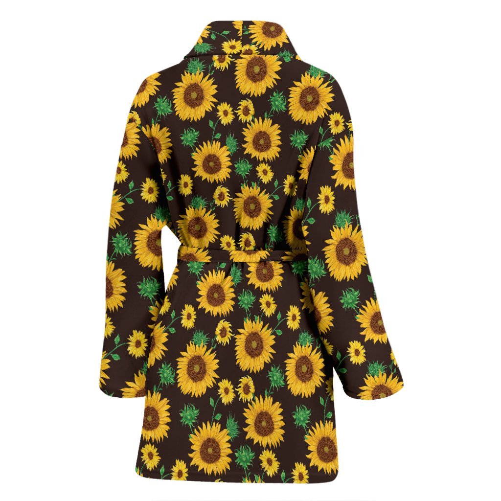 Sunflower Pattern Print Women Long Robe-grizzshop