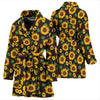 Sunflower Pattern Print Women Long Robe-grizzshop