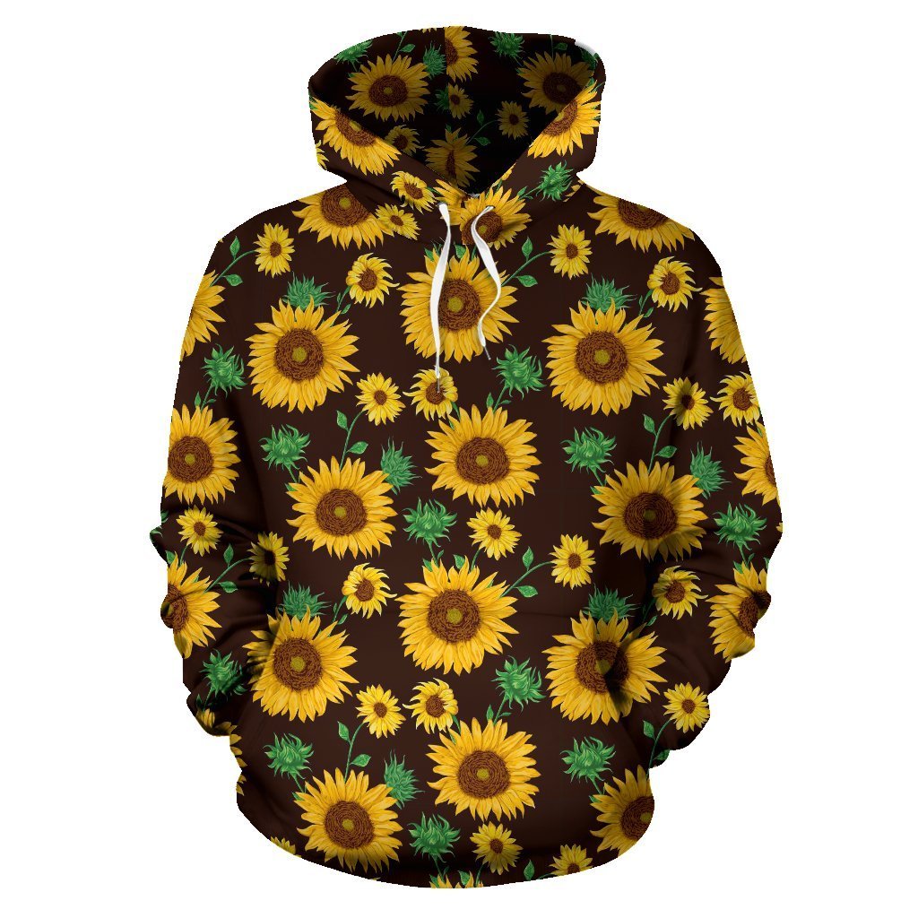 Sunflower Pattern Print Women Men Pullover Hoodie-grizzshop