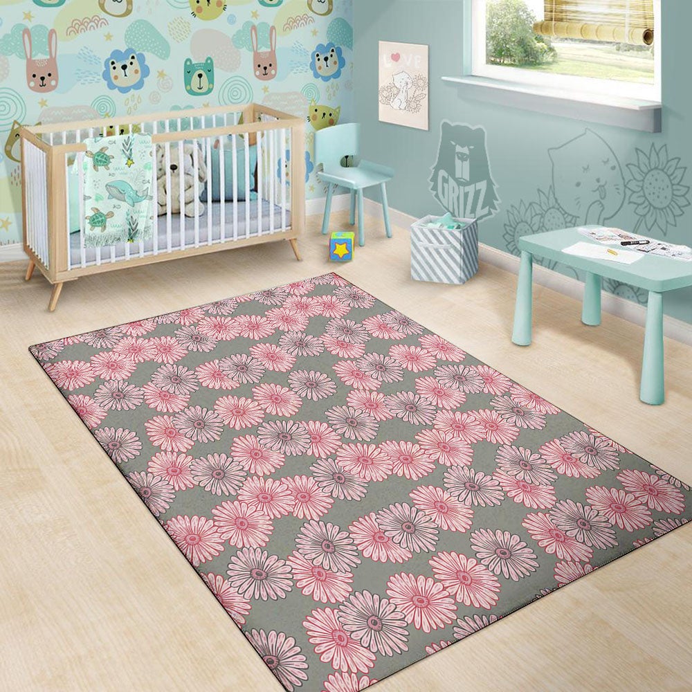 Sunflower Pink Print Pattern Floor Mat-grizzshop