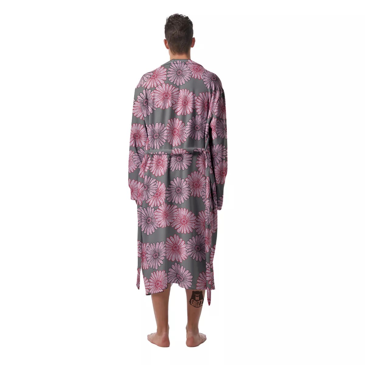 Sunflower Pink Print Pattern Men's Robe-grizzshop