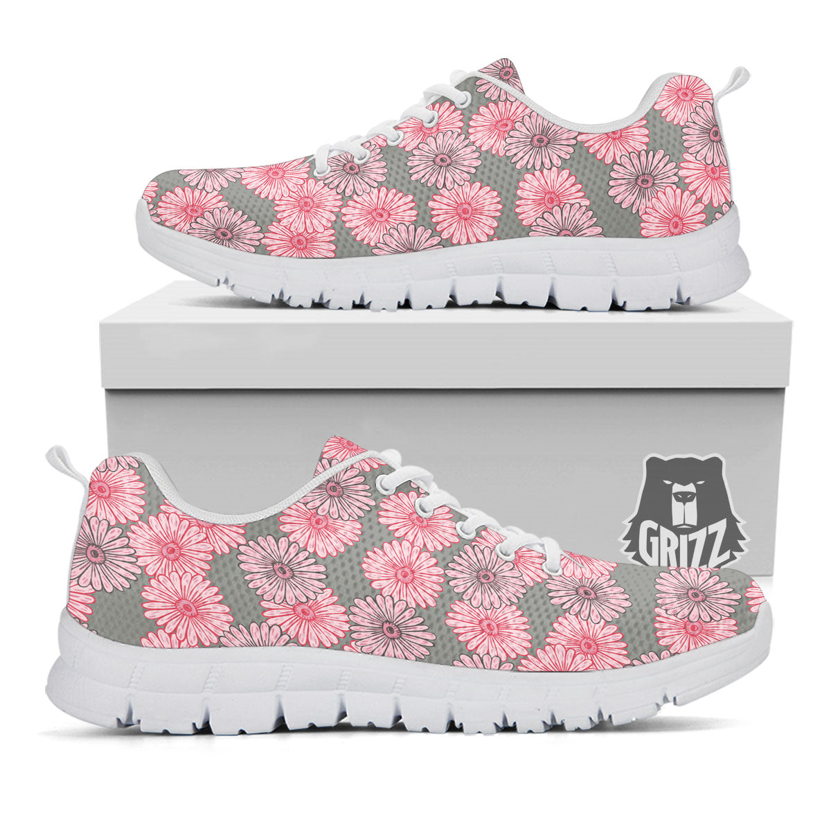 Sunflower Pink Print Pattern White Sneaker-grizzshop