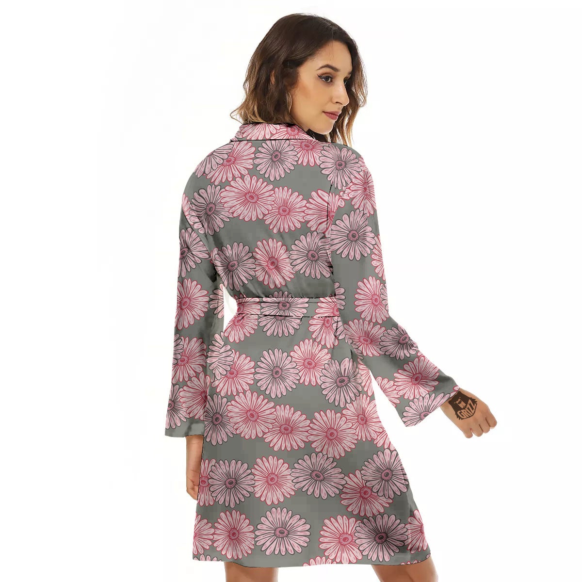 Sunflower Pink Print Pattern Women's Robe-grizzshop