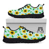 Sunflower Polka Dot Print Pattern Black Sneaker-grizzshop