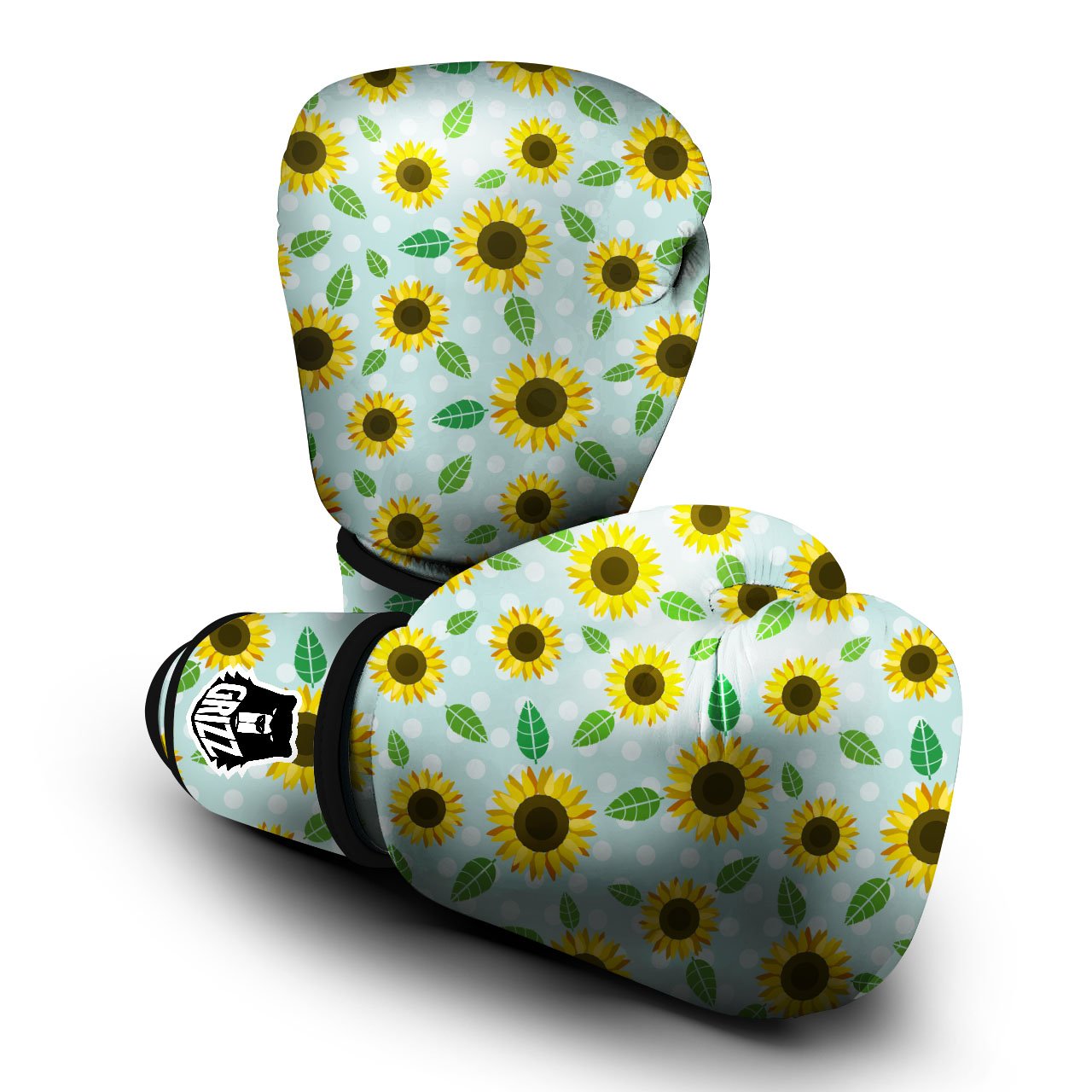Sunflower Polka Dot Print Pattern Boxing Gloves-grizzshop