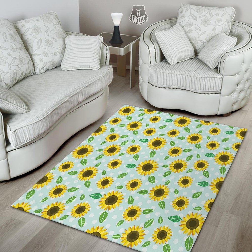 Sunflower Polka Dot Print Pattern Floor Mat-grizzshop
