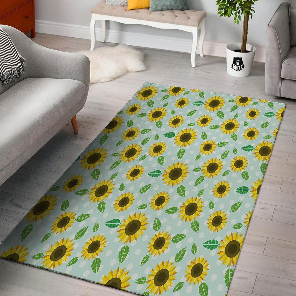 Sunflower Polka Dot Print Pattern Floor Mat-grizzshop