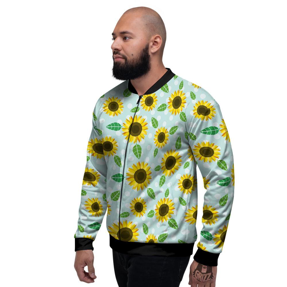 Sunflower Polka Dot Print Pattern Men's Bomber Jacket-grizzshop