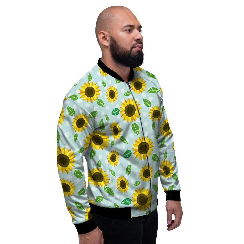 Sunflower Polka Dot Print Pattern Men's Bomber Jacket-grizzshop