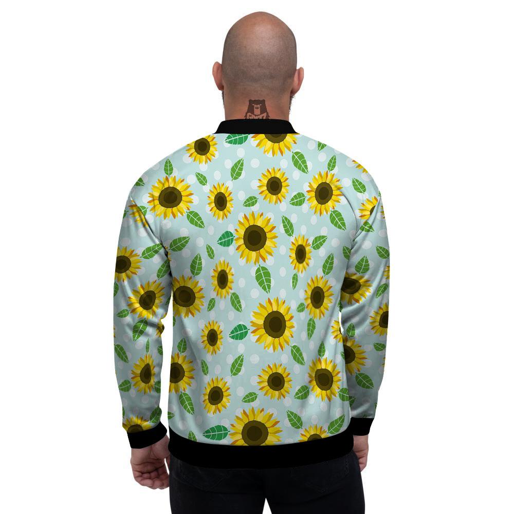 Sunflower Polka Dot Print Pattern Men's Bomber Jacket-grizzshop