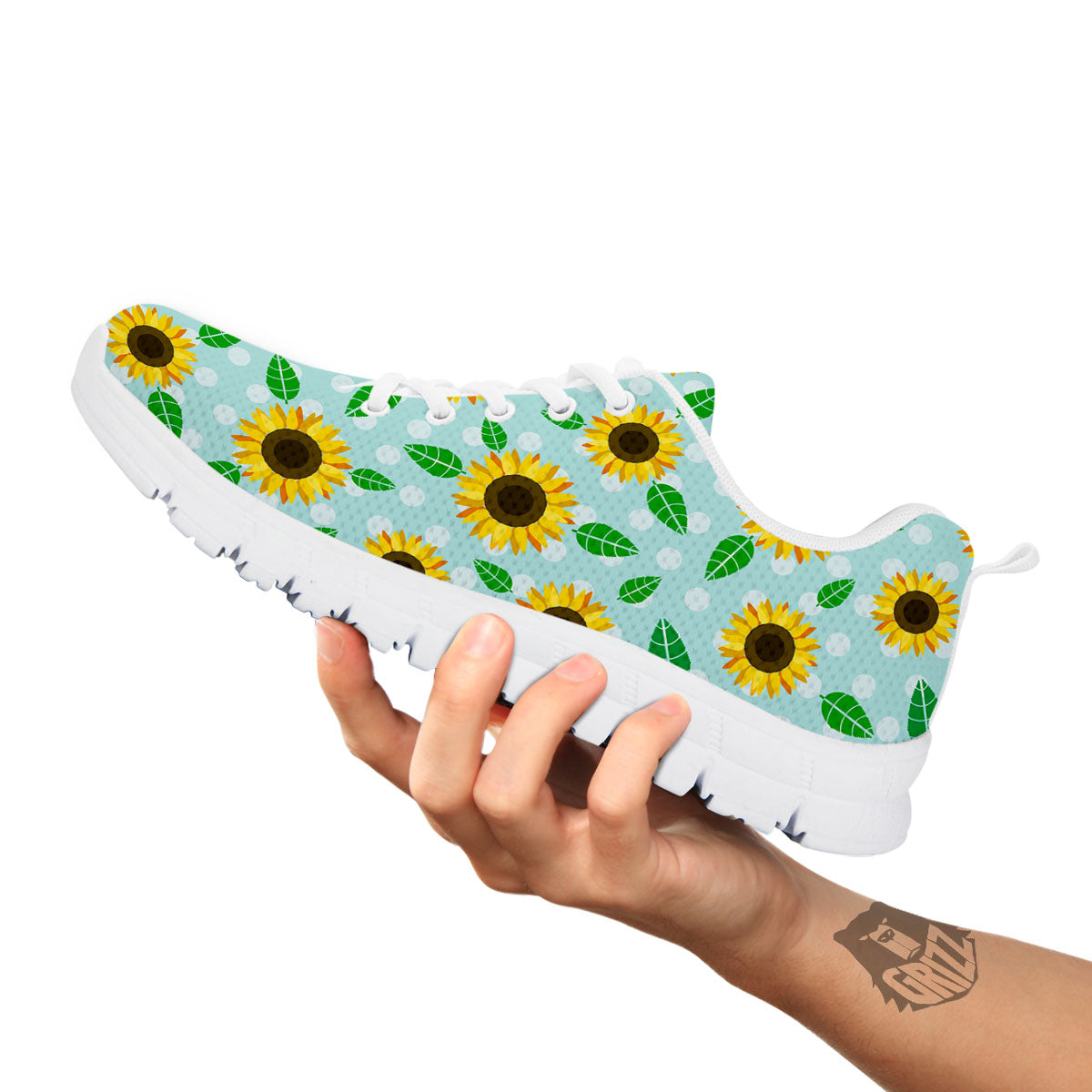 Sunflower Polka Dot Print Pattern White Sneaker-grizzshop