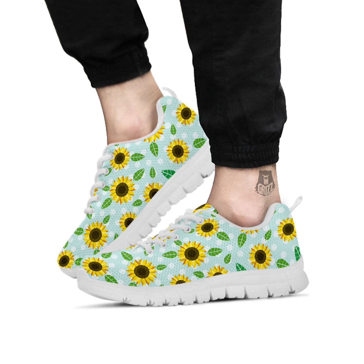 Sunflower Polka Dot Print Pattern White Sneaker-grizzshop