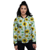 Sunflower Polka Dot Print Pattern Women's Bomber Jacket-grizzshop