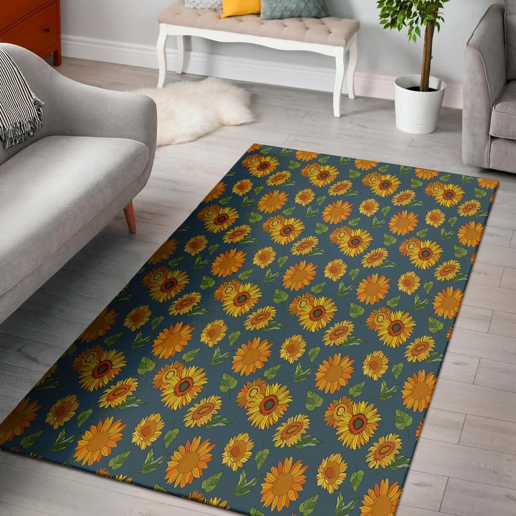 Sunflower Print Floor Mat-grizzshop