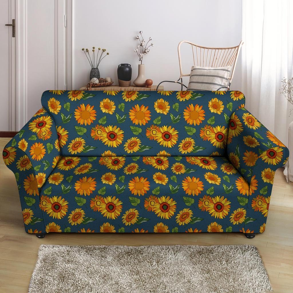 Sunflower Print Loveseat Cover-grizzshop