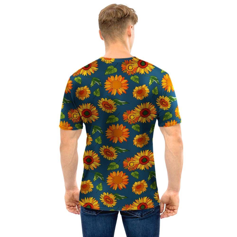 Sunflower Print Men T Shirt-grizzshop