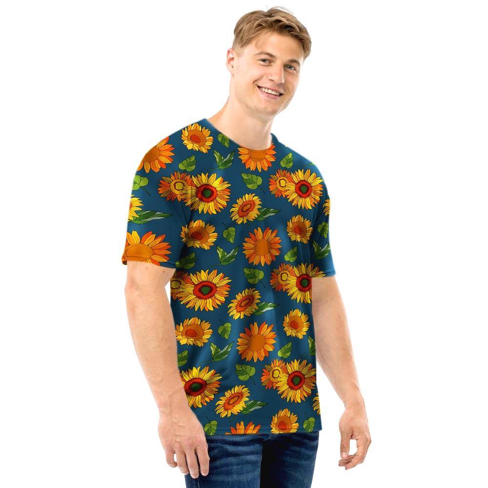 Sunflower Print Men T Shirt-grizzshop