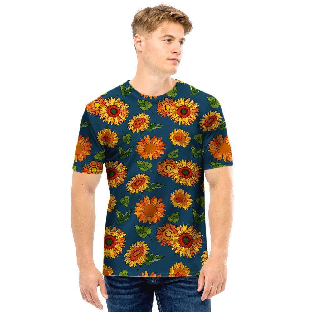 Sunflower Print Men T Shirt-grizzshop