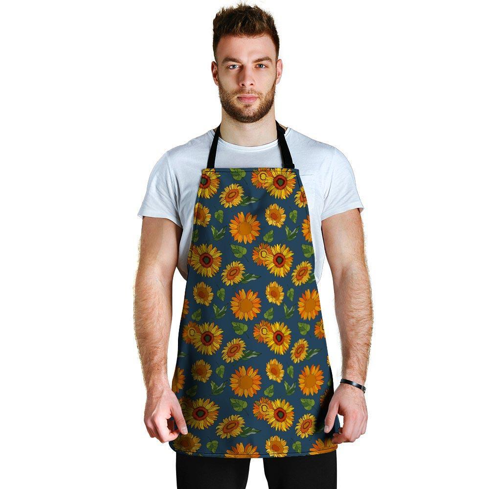 Sunflower Print Men's Apron-grizzshop