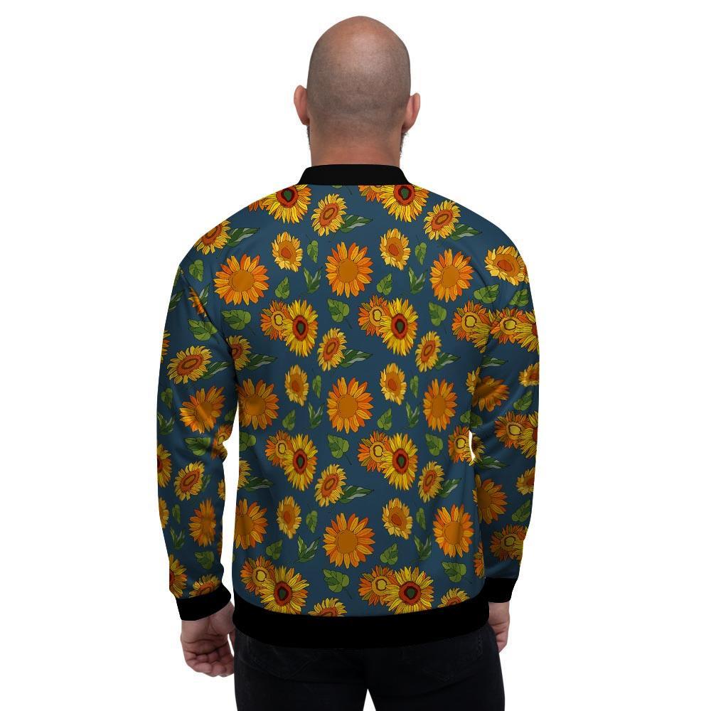 Sunflower Print Men's Bomber Jacket-grizzshop