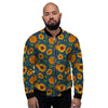 Sunflower Print Men's Bomber Jacket-grizzshop