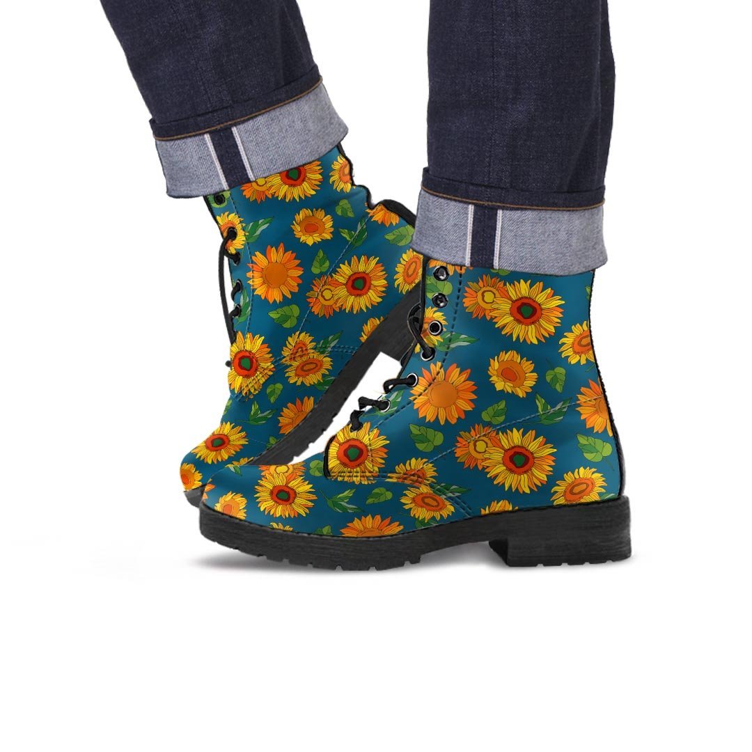 Sunflower Print Men's Boots-grizzshop