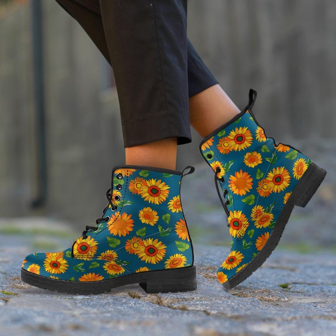 Sunflower Print Men's Boots-grizzshop