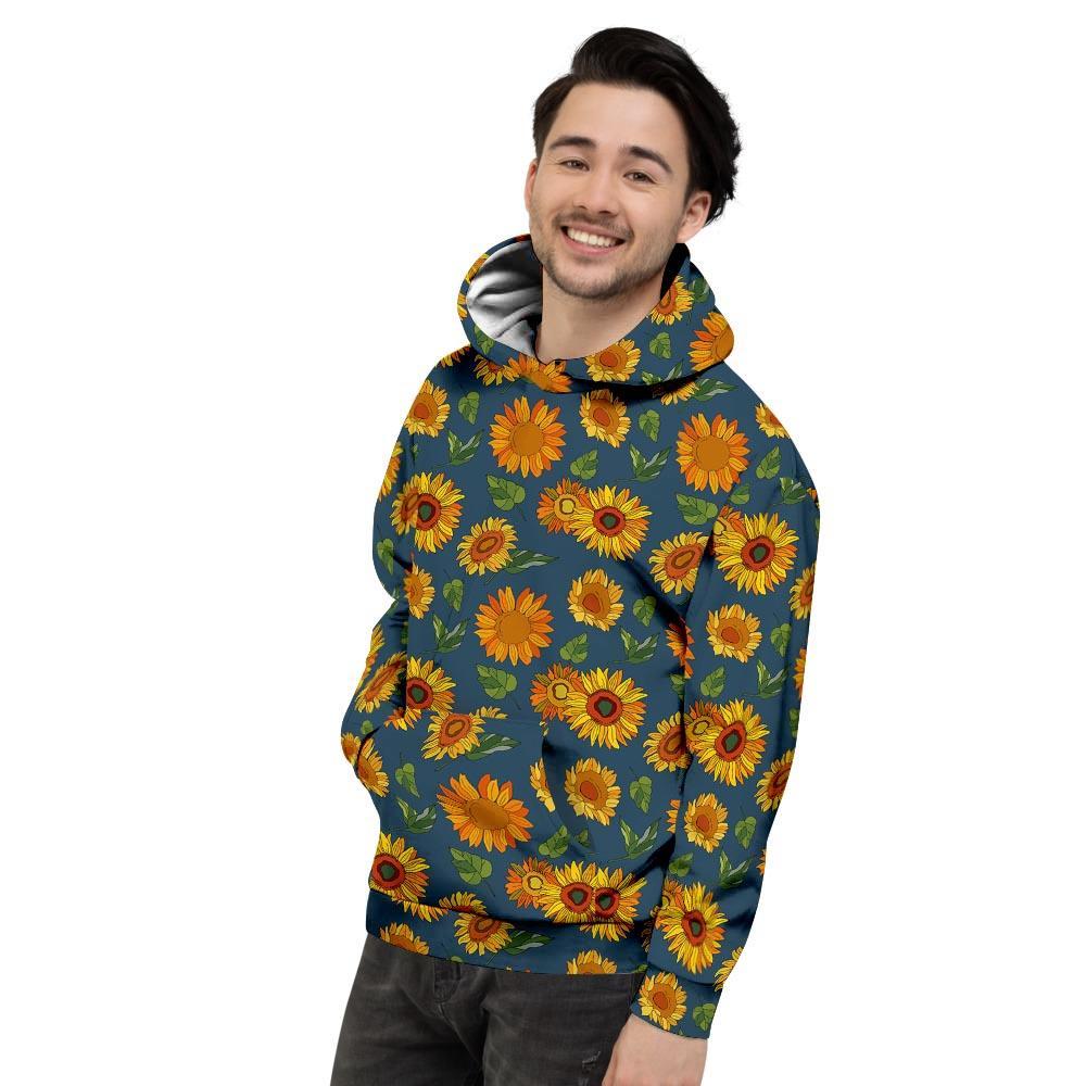 Sunflower Print Men's Hoodie-grizzshop