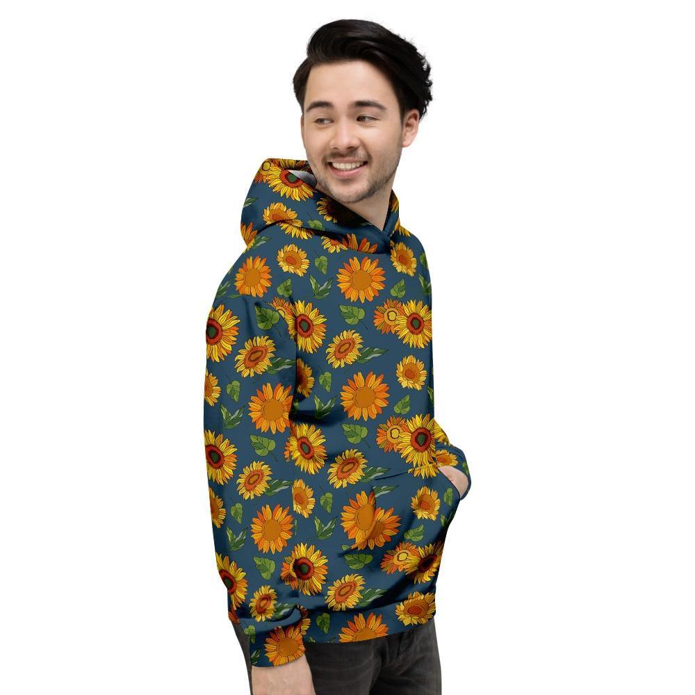 Sunflower Print Men's Hoodie-grizzshop