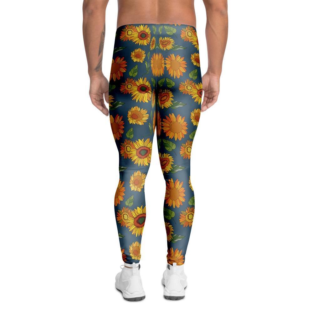 Sunflower Print Men's Leggings-grizzshop